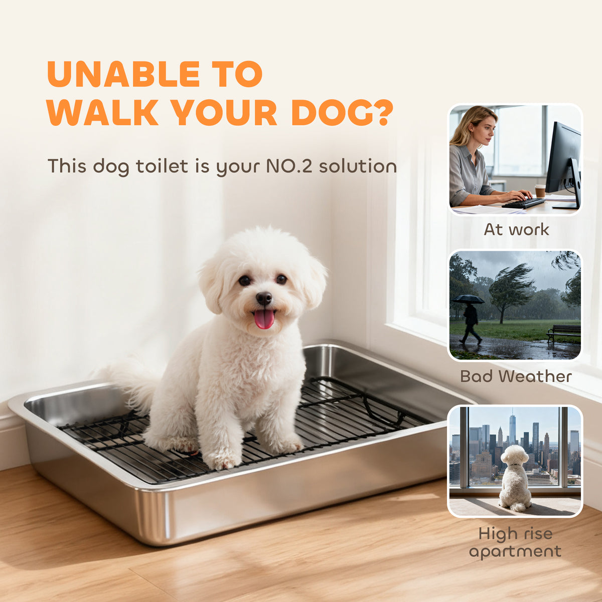 Dog Potty Tray Stainless Steel for Small and Medium Dogs, Do — product image 7